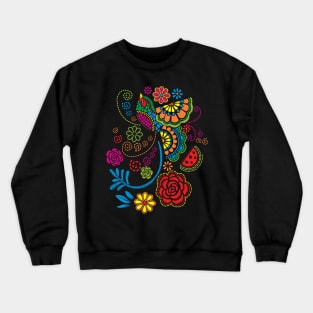 Mexican Bird Embroidery Effect Crewneck Sweatshirt